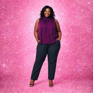 Torrid Elegant Purple Blouse and Black Pants Set 2X